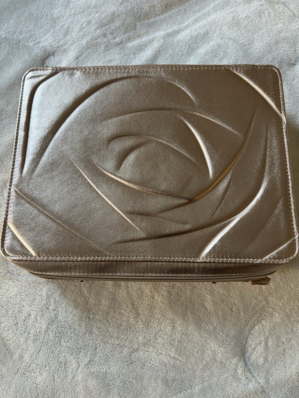 2024 Lancôme Gold Makeup Bag Case w/ Zipper Closure, Carry Handle